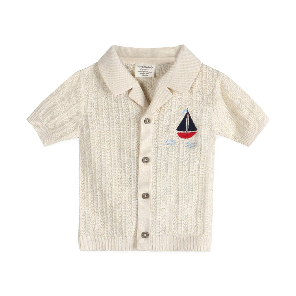 Sailboat Organic Embroidered Baby Shirt & Shorts Set