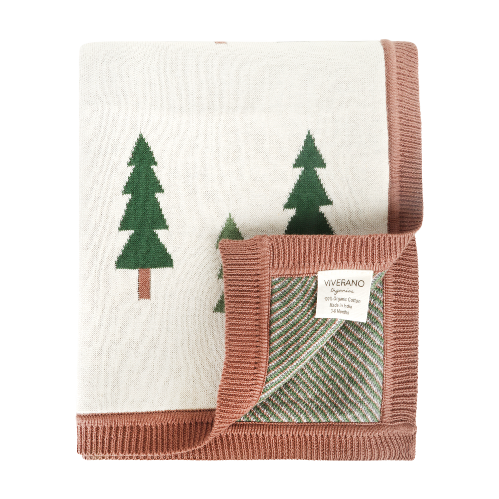 Wild Moose - Organic Cotton Jacquard Knit Baby Blanket: Natural / One Size