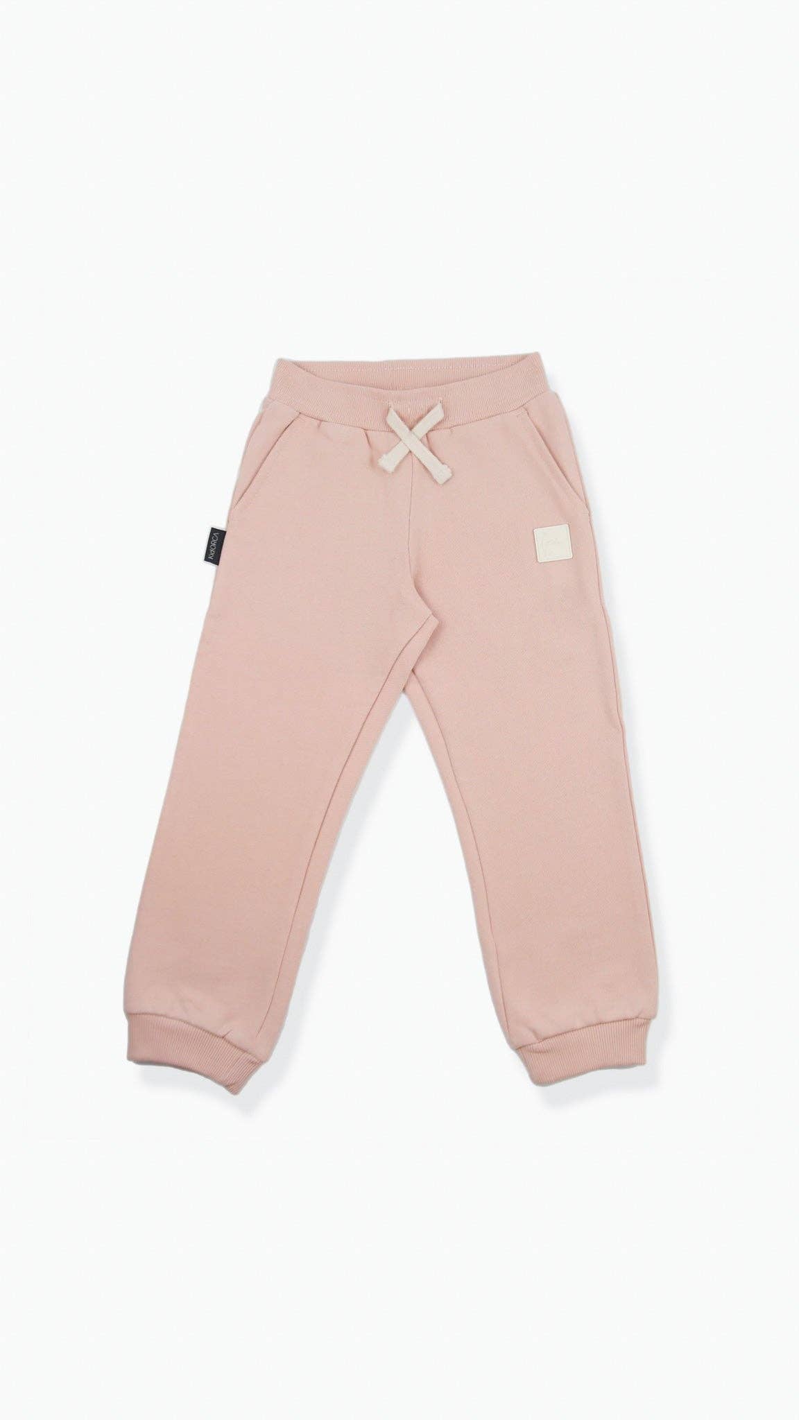 Kids Sweatpants -  Organic French Terry Cotton  – Pale Rose: 12M - 18M