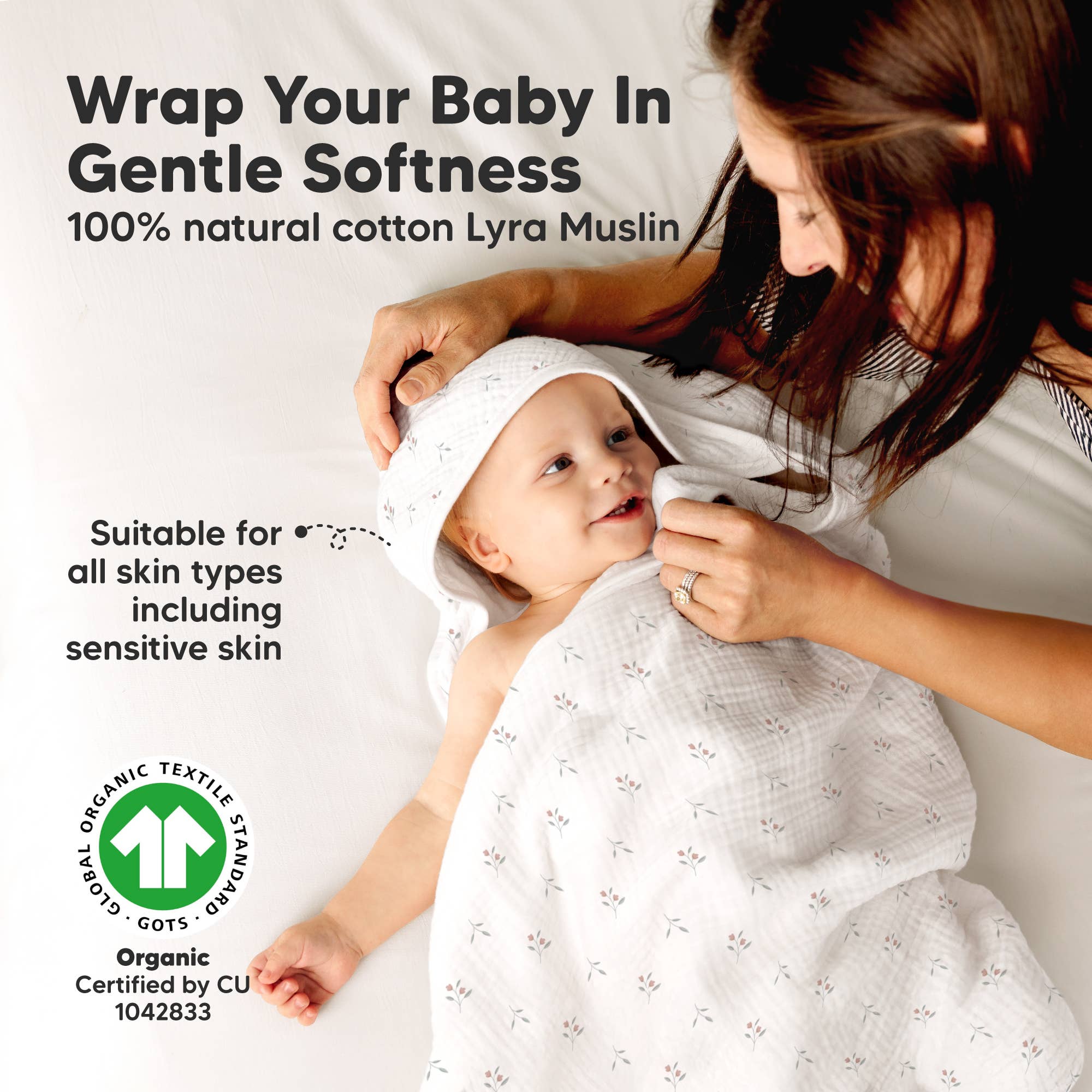 KeaBabies Lyra Muslin Hooded Towel: Petunia