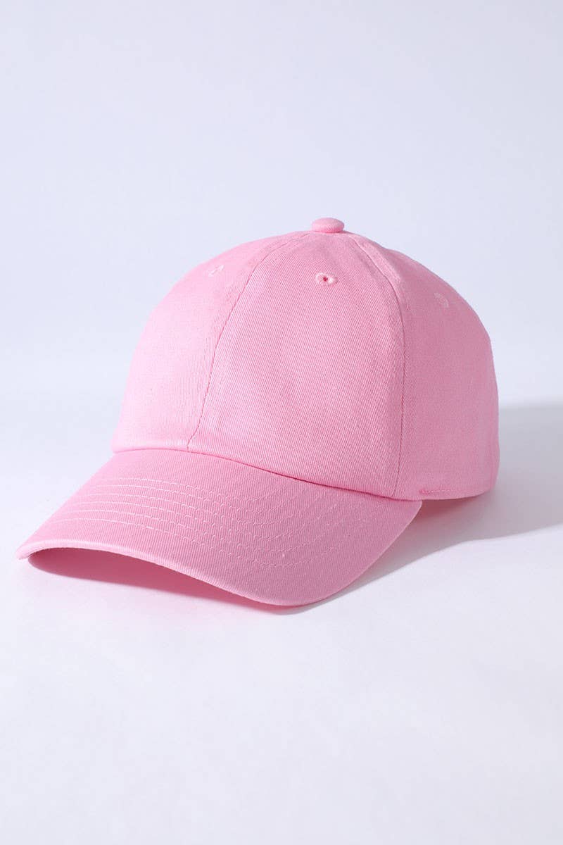 Kids Washed Low Profile Cotton Baseball Cap: LIGHT PINK / 4 to 7