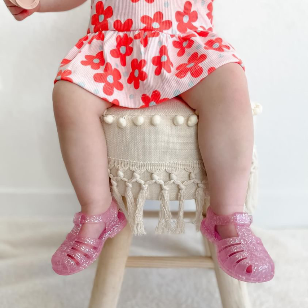 TULSA - WATER SHOES TODDLER KIDS SHOES JELLY SANDAL: PINK GLITTER