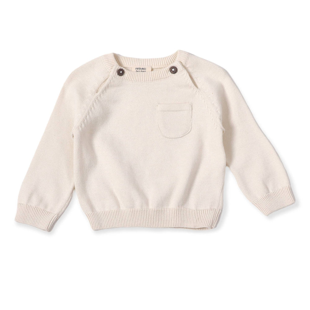 Milan Raglan Sweater Knit Baby Pullover Organic Cotton : Cream