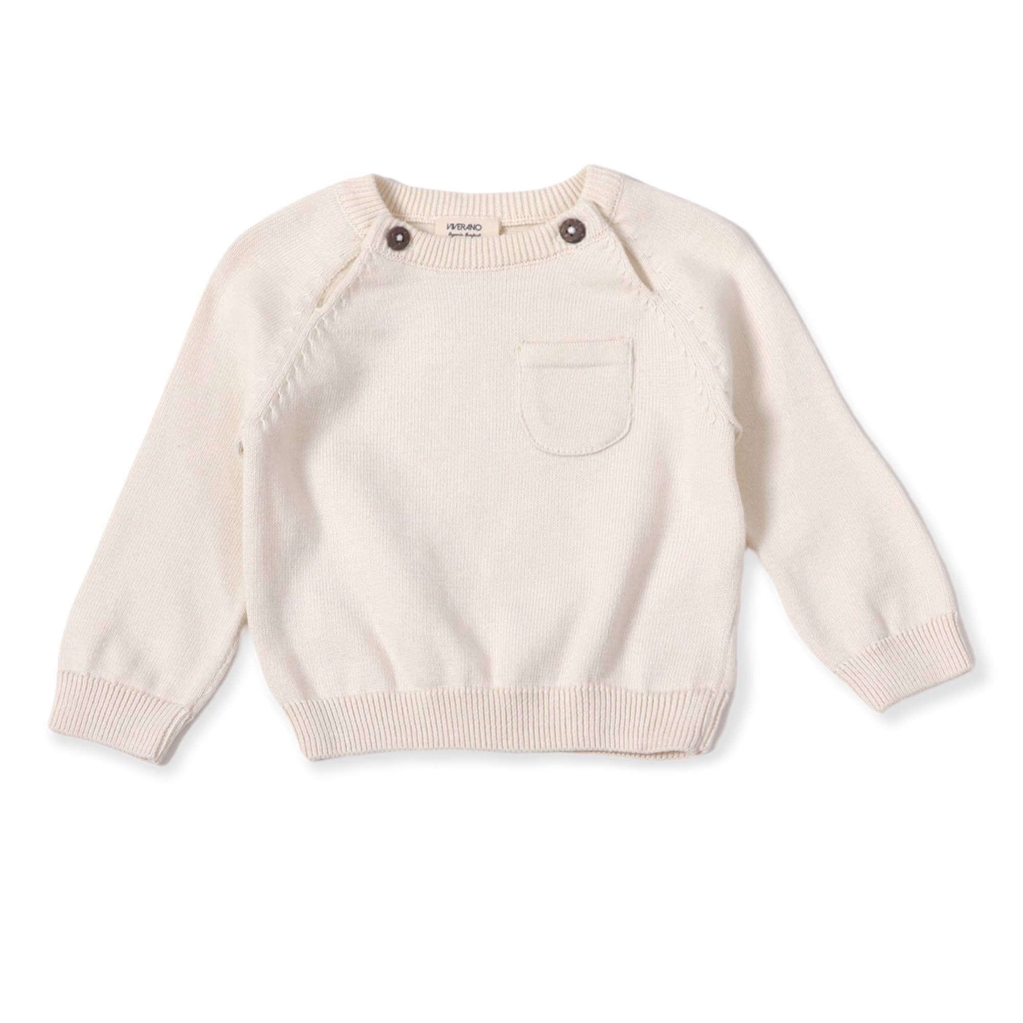 Milan Raglan Sweater Knit Baby Pullover Organic Cotton : Cream