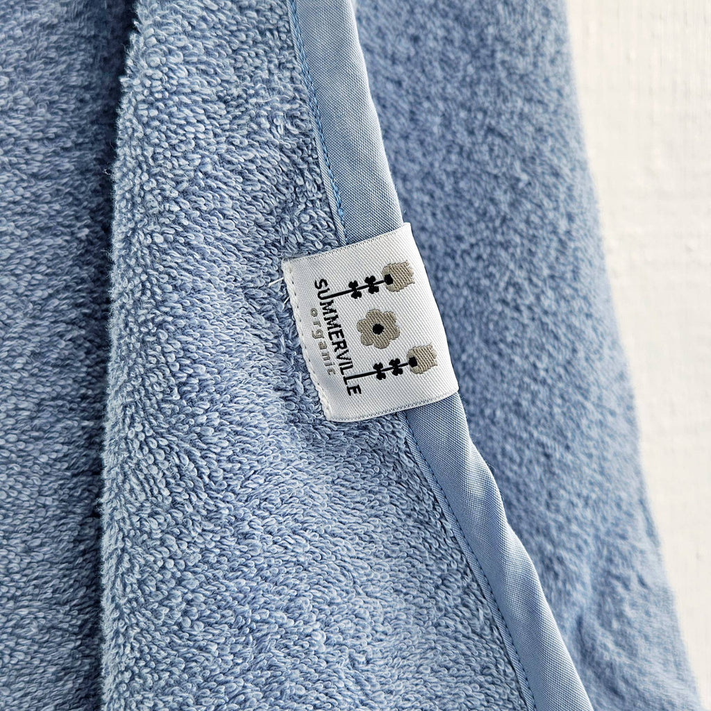 Organic Hooded Baby Towel Rabbit Dusty Blue