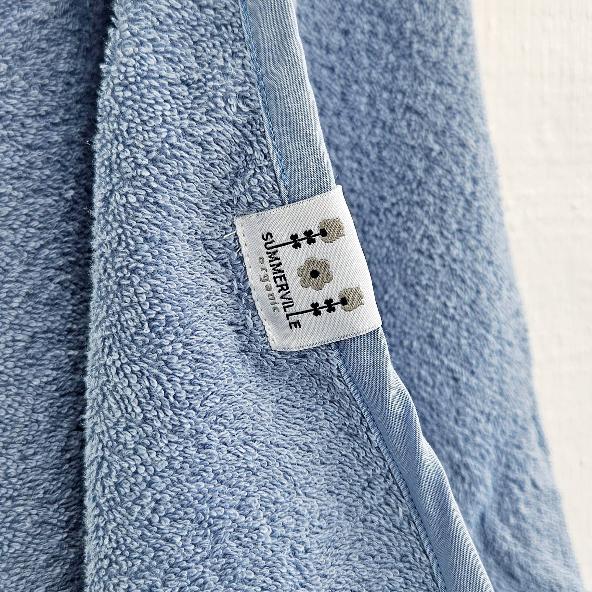 Organic Hooded Baby Towel Rabbit Dusty Blue