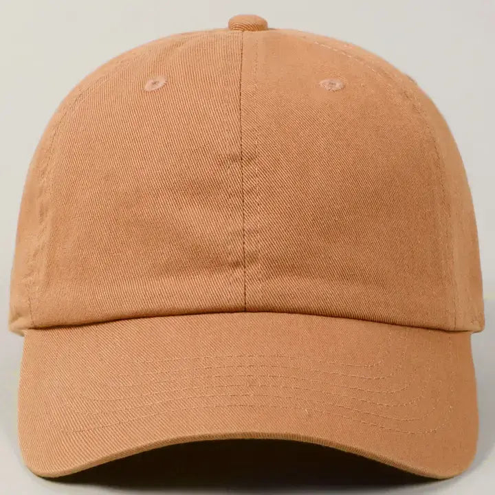 Kids Washed Low Profile Cotton Baseball Cap: CINNAMON / 2 to 4yrs