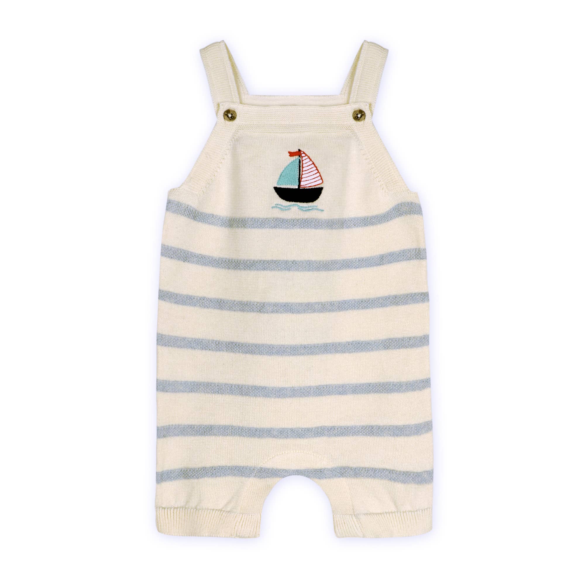 Sailboat Stripe Organic Baby Knit Shortall Set