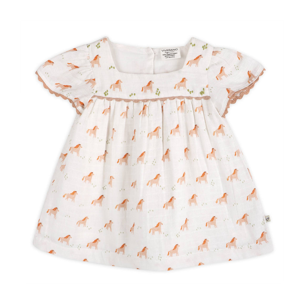 Horse Baby Dress + Bloomer Organic Muslin