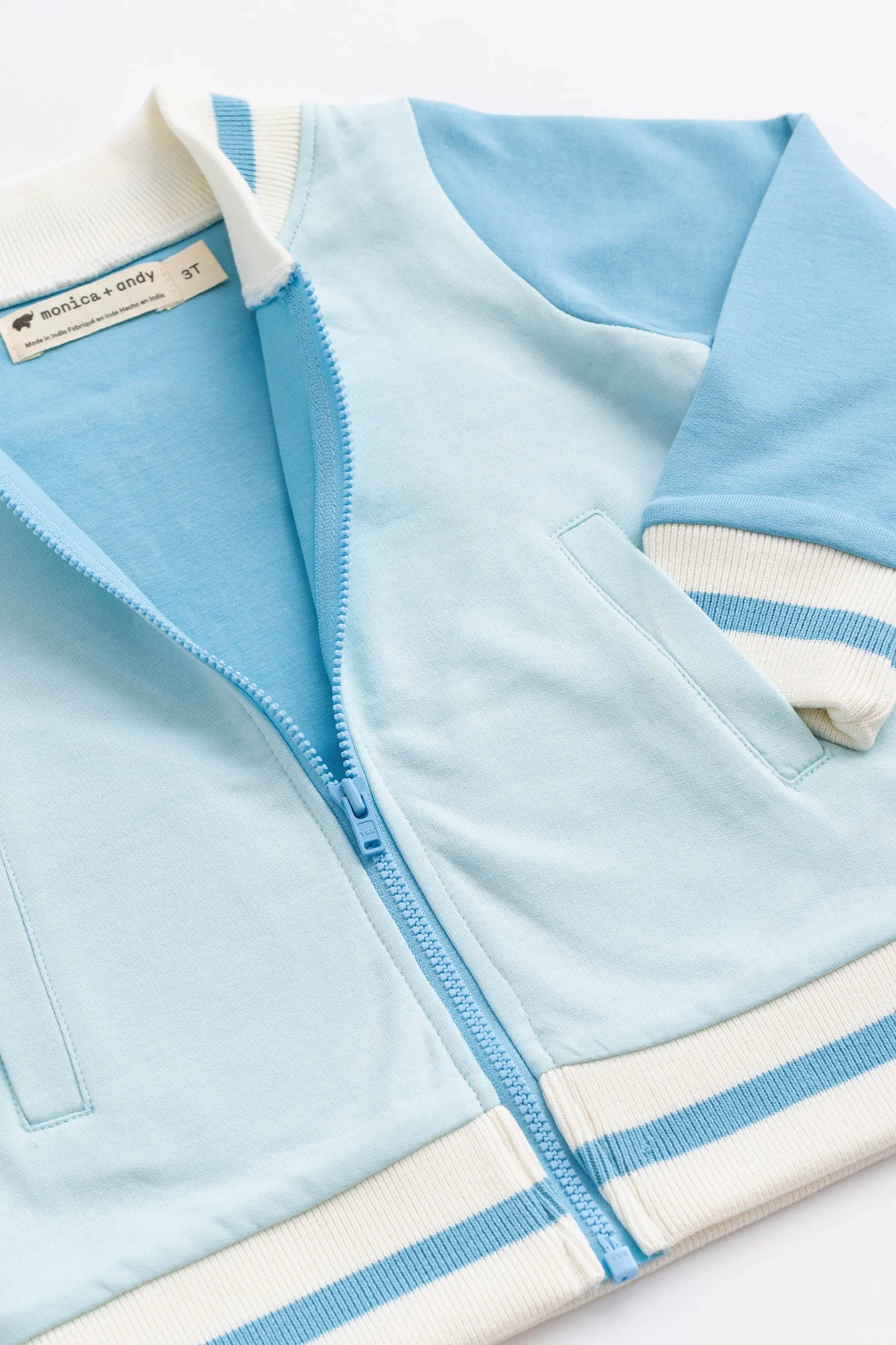 Zip Bomber Jacket Blue Classic Cars