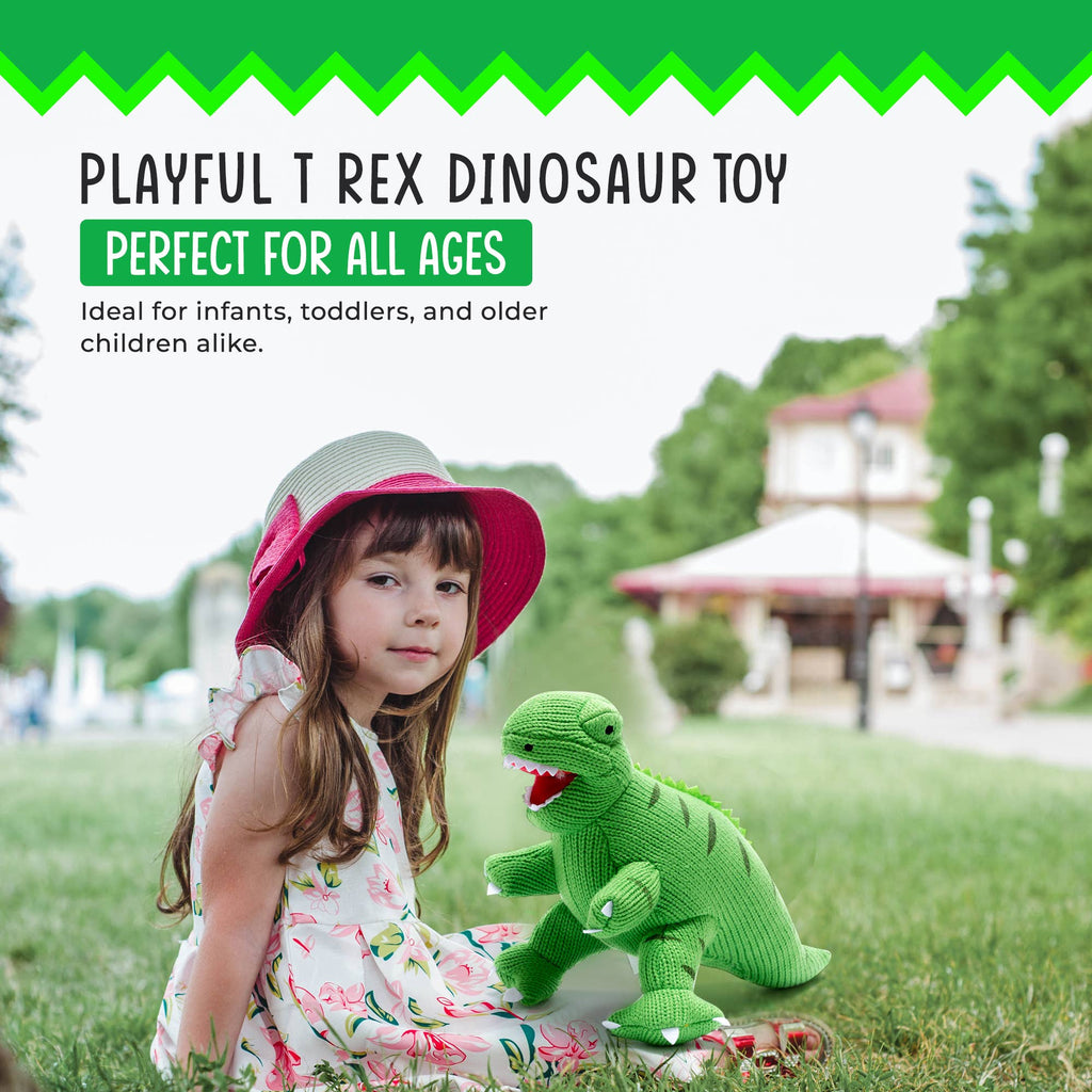 Knitted Green T Rex Dinosaur Soft Toy Teddy