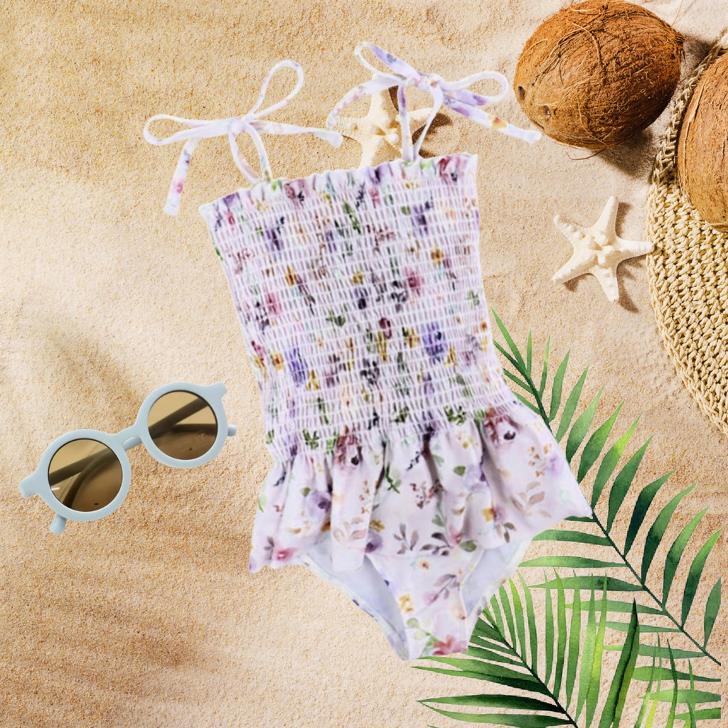 Swimsuit - Tan Colorful Floral