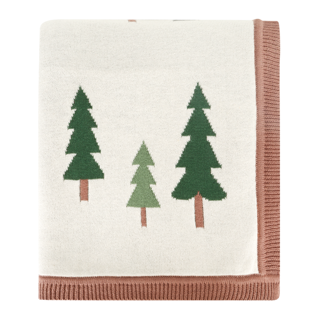 Wild Moose - Organic Cotton Jacquard Knit Baby Blanket: Natural / One Size