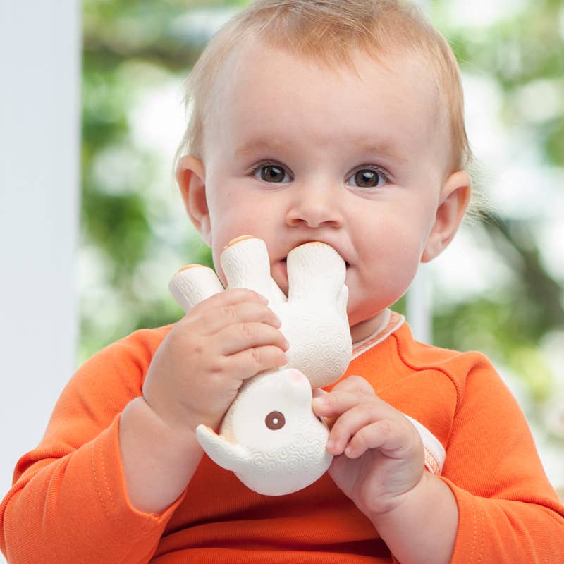 Natural Rubber Teether Lamb, Non-Toxic, Mold-free Design