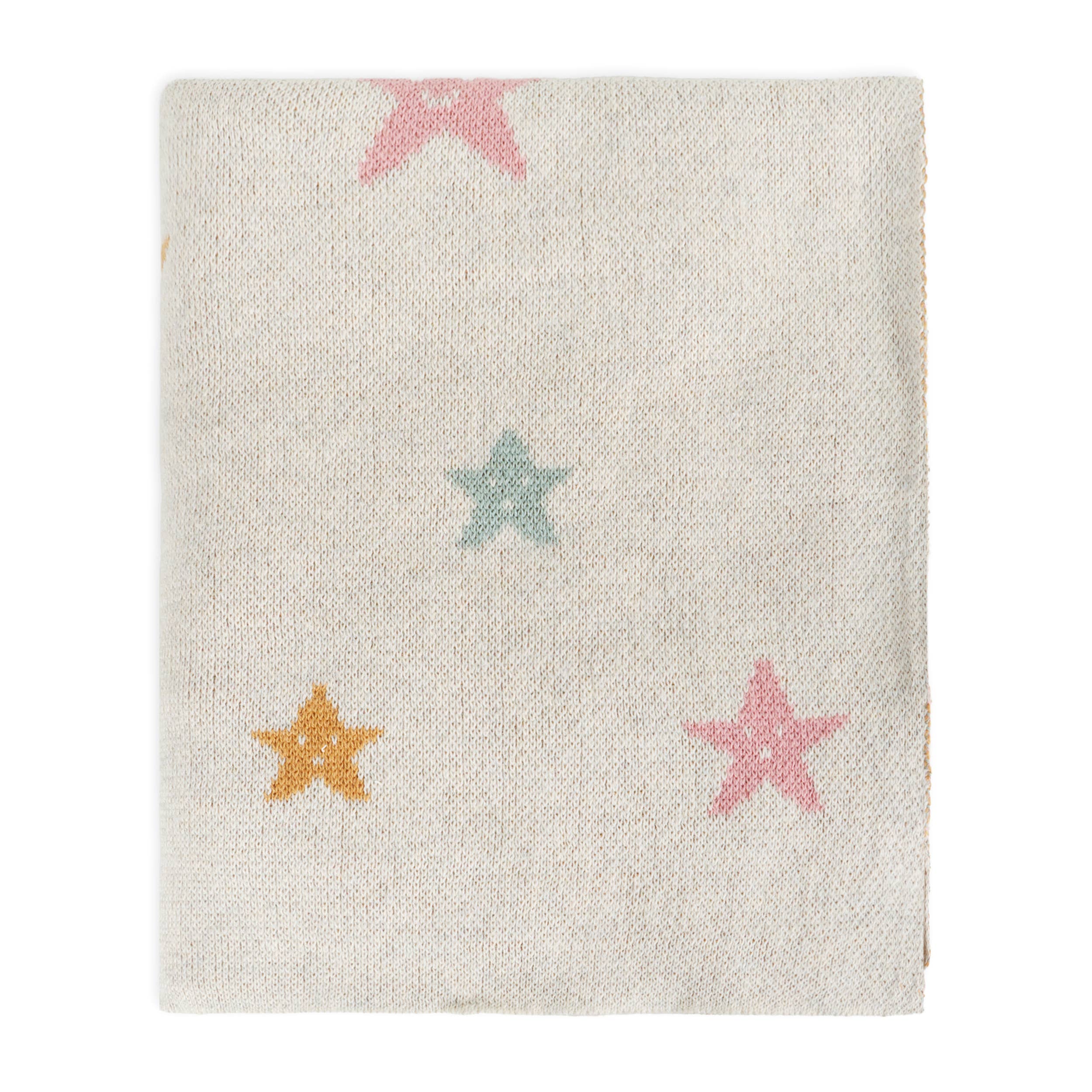 Stars - Organic Cotton Jacquard Sweater Knit Baby Blanket: One Size