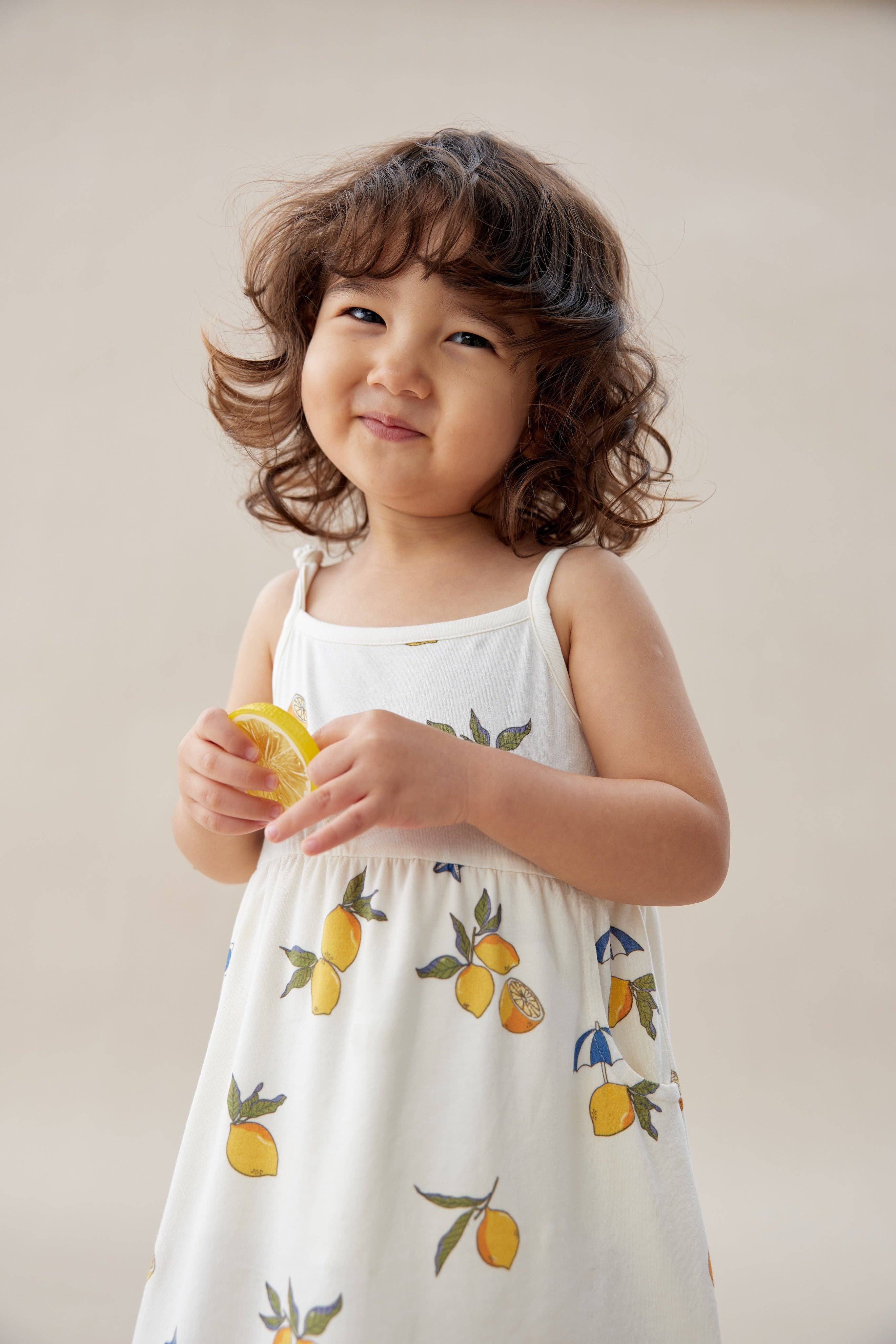 Girl Ruffle Tank Dress-Lemon
