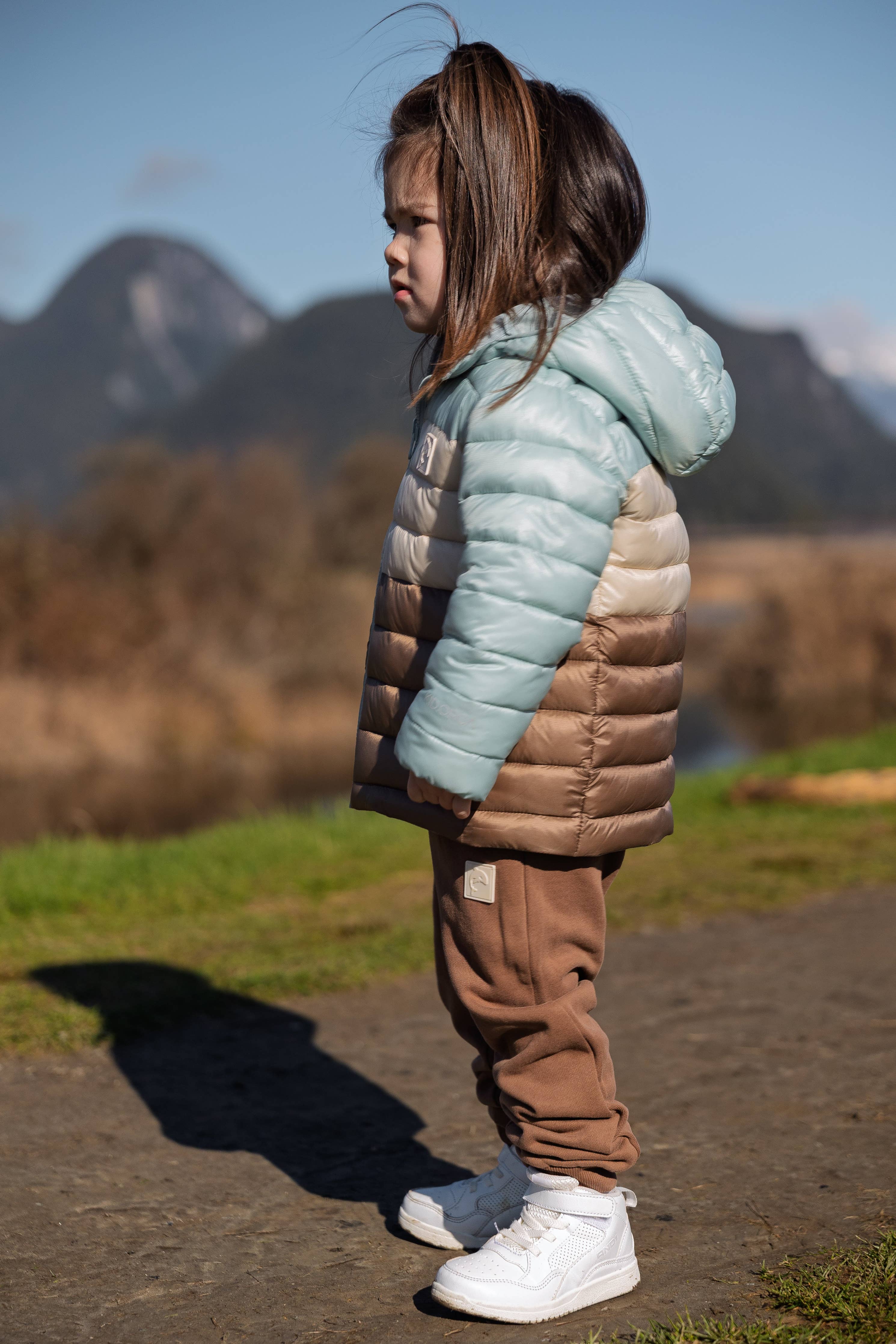 Kids Puffer Jacket - Porteau Reversible Waterproof - Fall/Winter - Blue Haze: