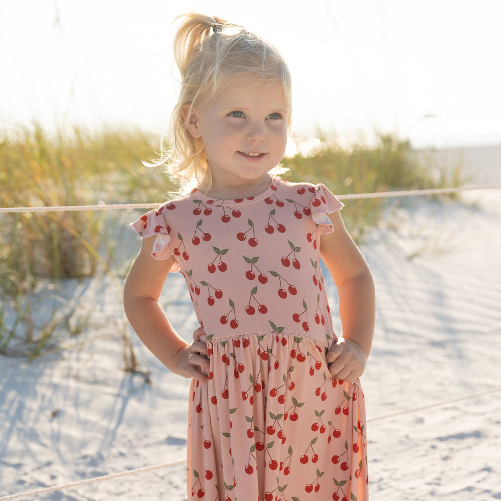 Very Cherry Short Sleeve Bamboo Twirl Dress