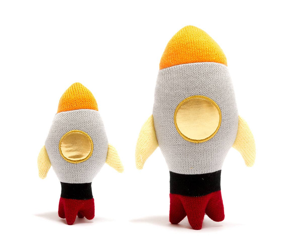 Knitted Space Rocket Baby Rattle