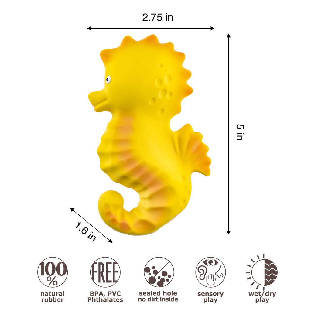Natural Rubber Seahorse Non-Toxic Bath Toy, Mold-free design
