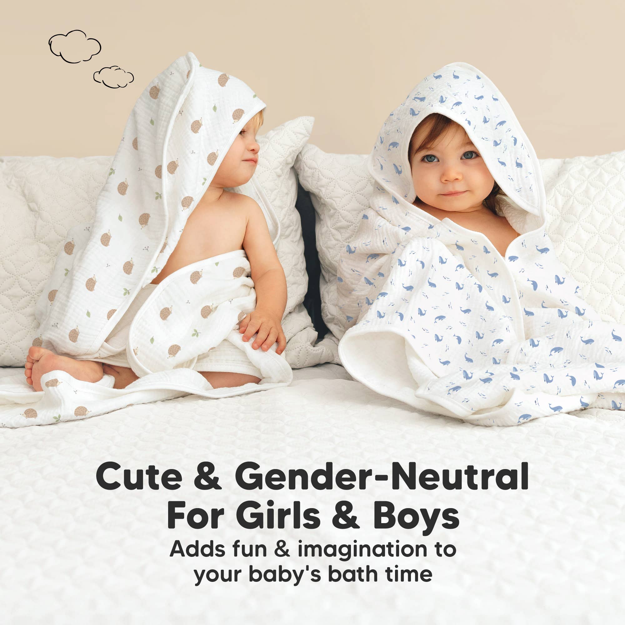 KeaBabies Lyra Muslin Hooded Towel: Whale Bay