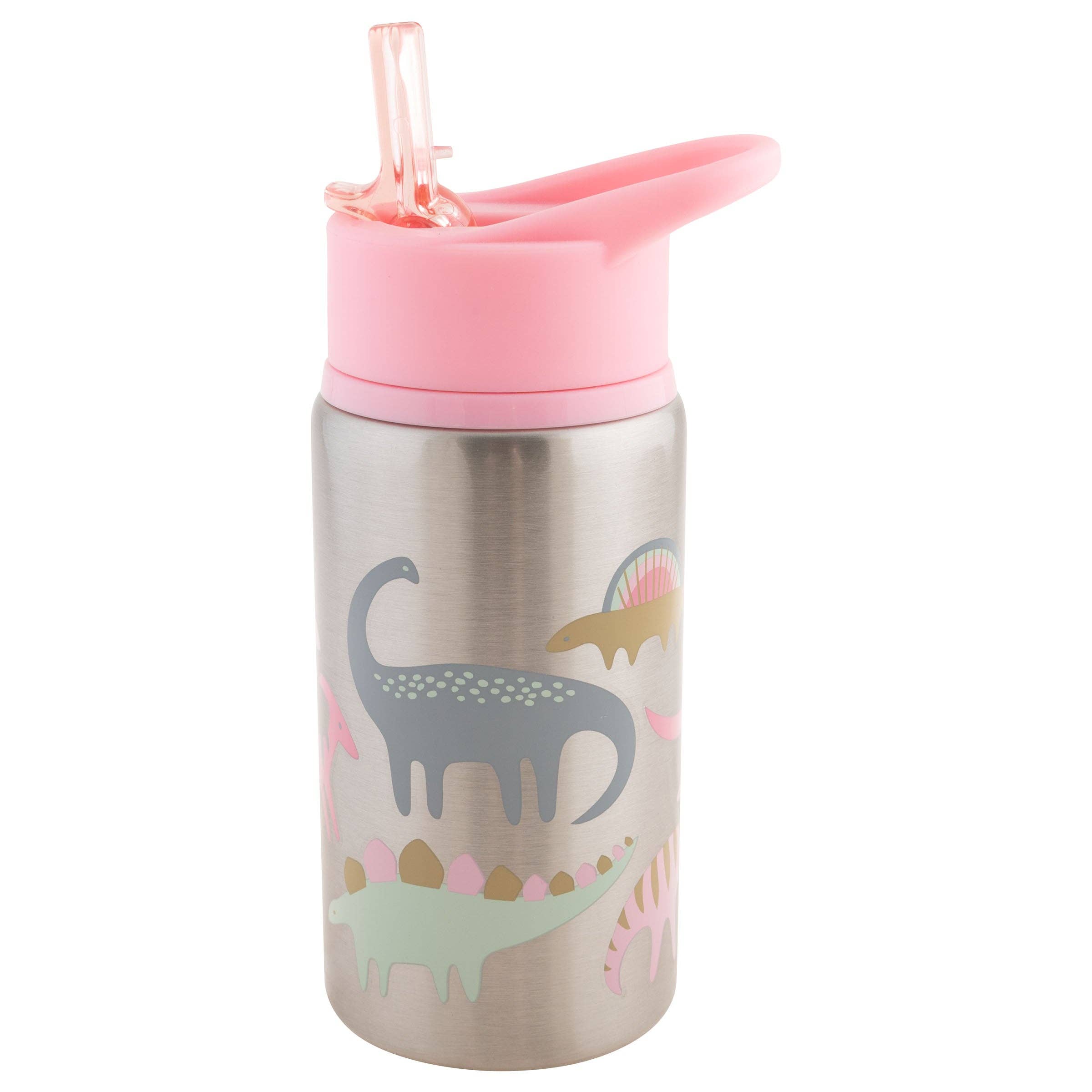 Flip Top Stainless Steel Bottles: Pink Dino