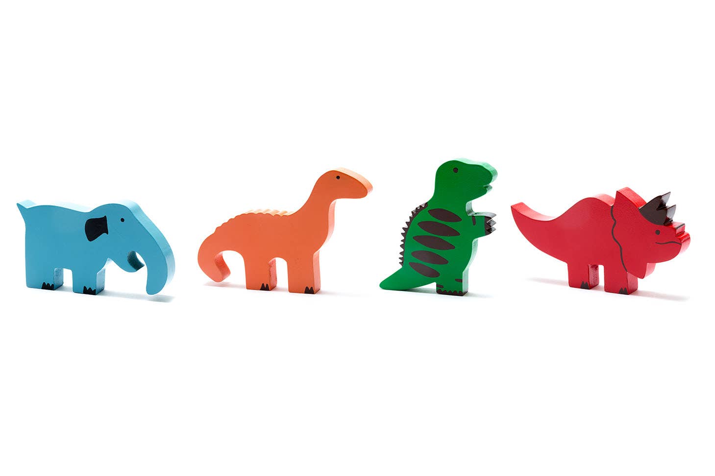 Ensemble de jouets dinosaures en bois faits à la main et issus du commerce équitable - 4 pièces