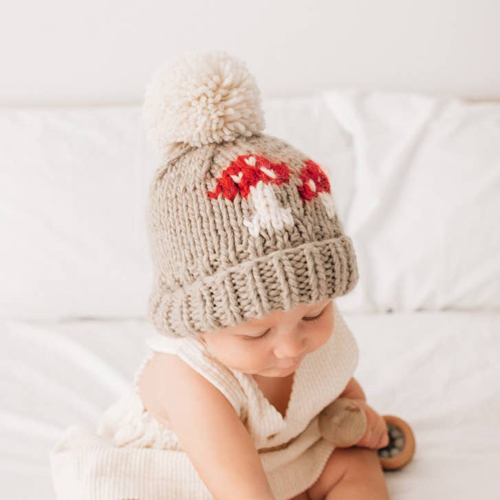 Mushroom Hand Knit Beanie Hat Baby & Kids