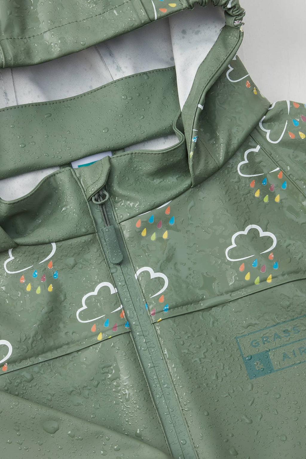Colour Changing Kids Rain Jacket Army Green