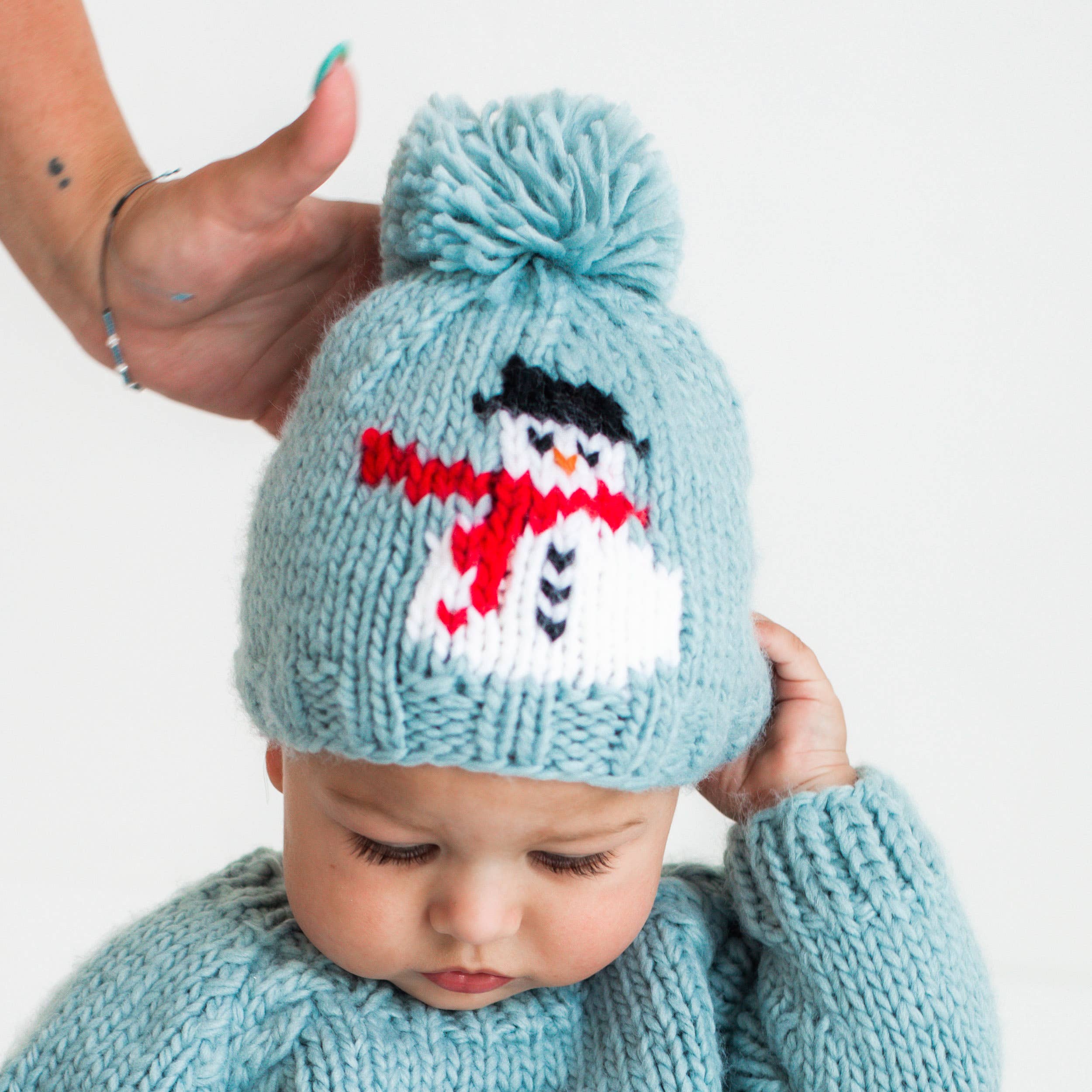 Frosty Snowman Surf Blue Beanie Hat