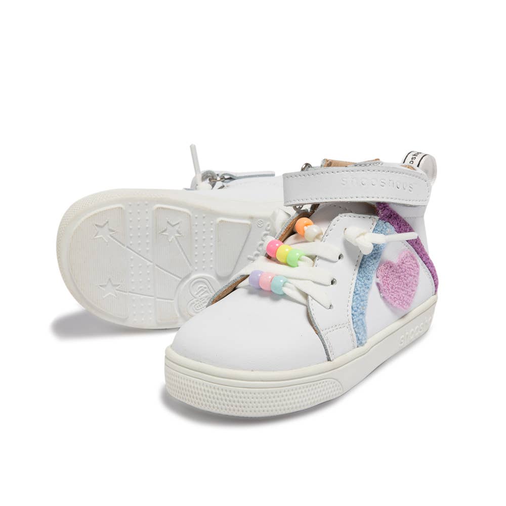 WONDERWALL - SHOOSHOOS TODDLER KIDS LEATHER SNEAKER: WHITE