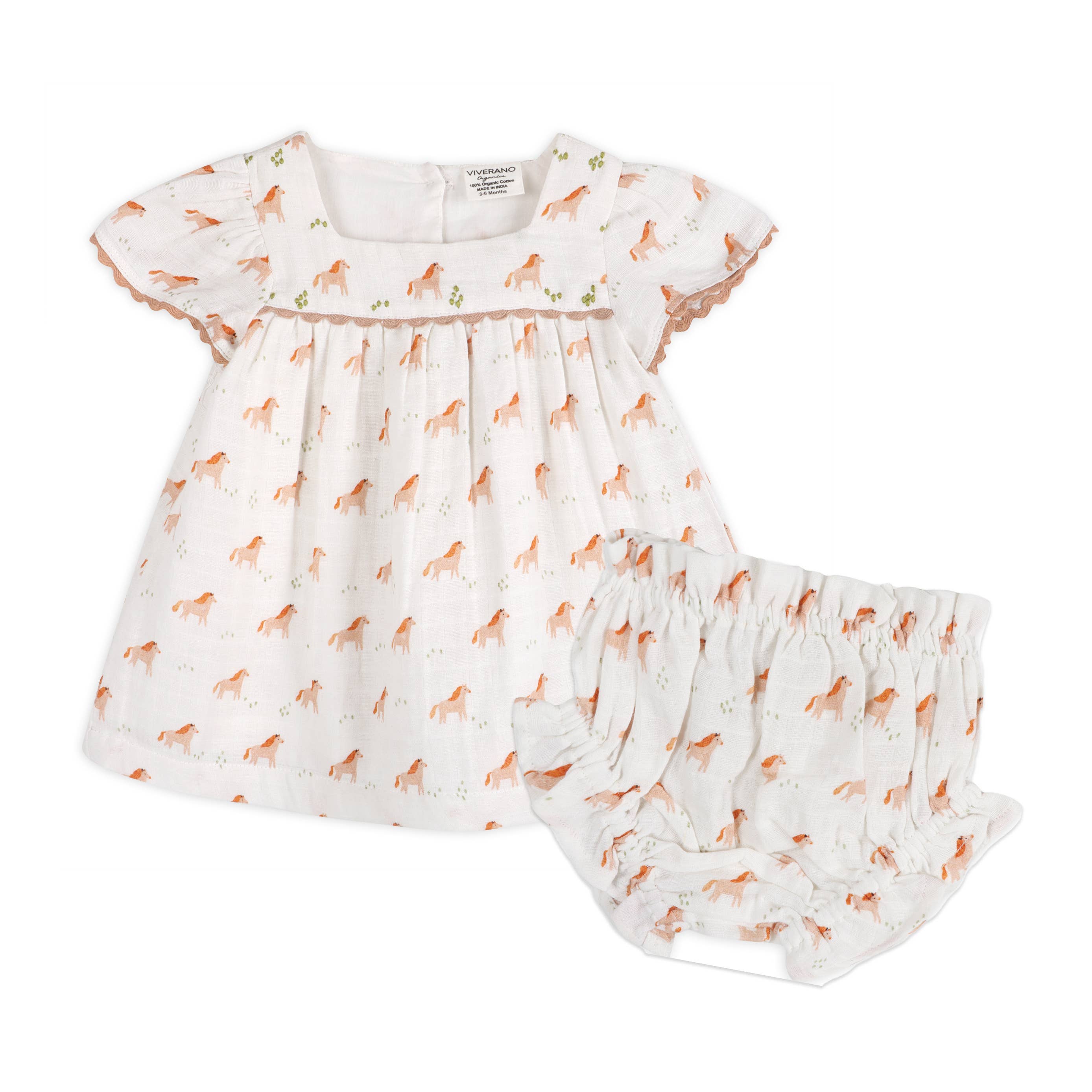 Horse Baby Dress + Bloomer Organic Muslin