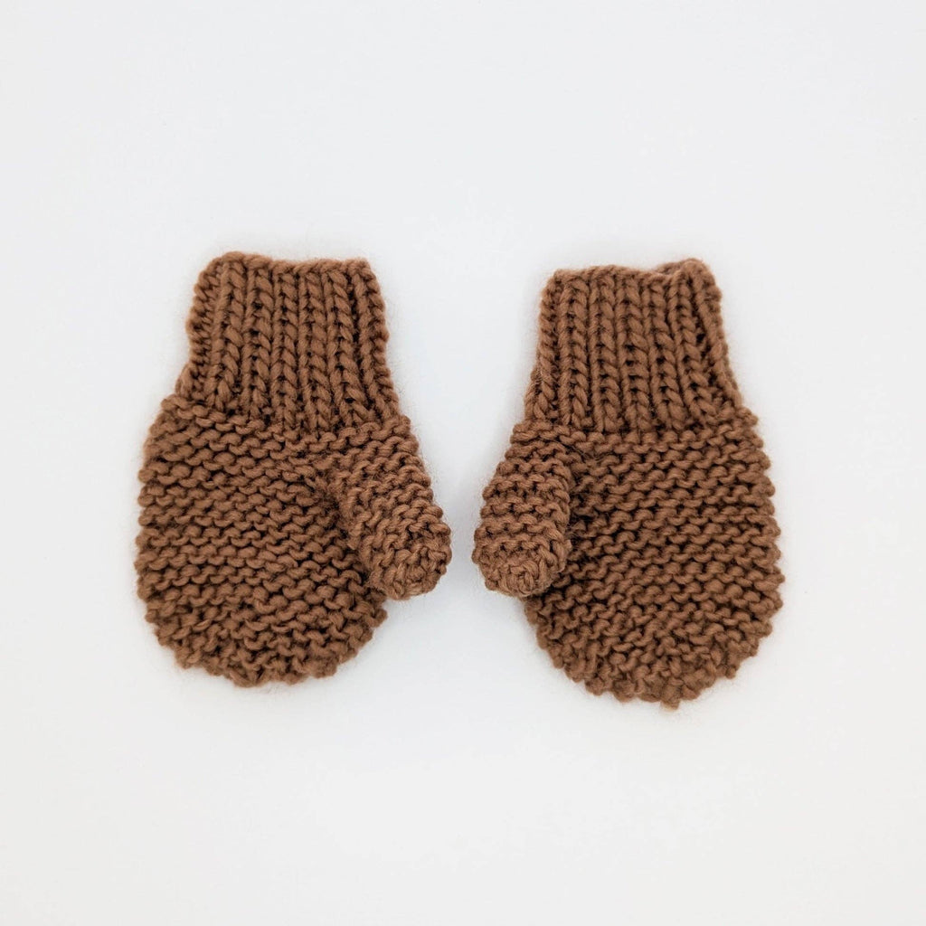 Garter Stitch Mittens Pecan for Toddlers & Kids: M (6-24 months)