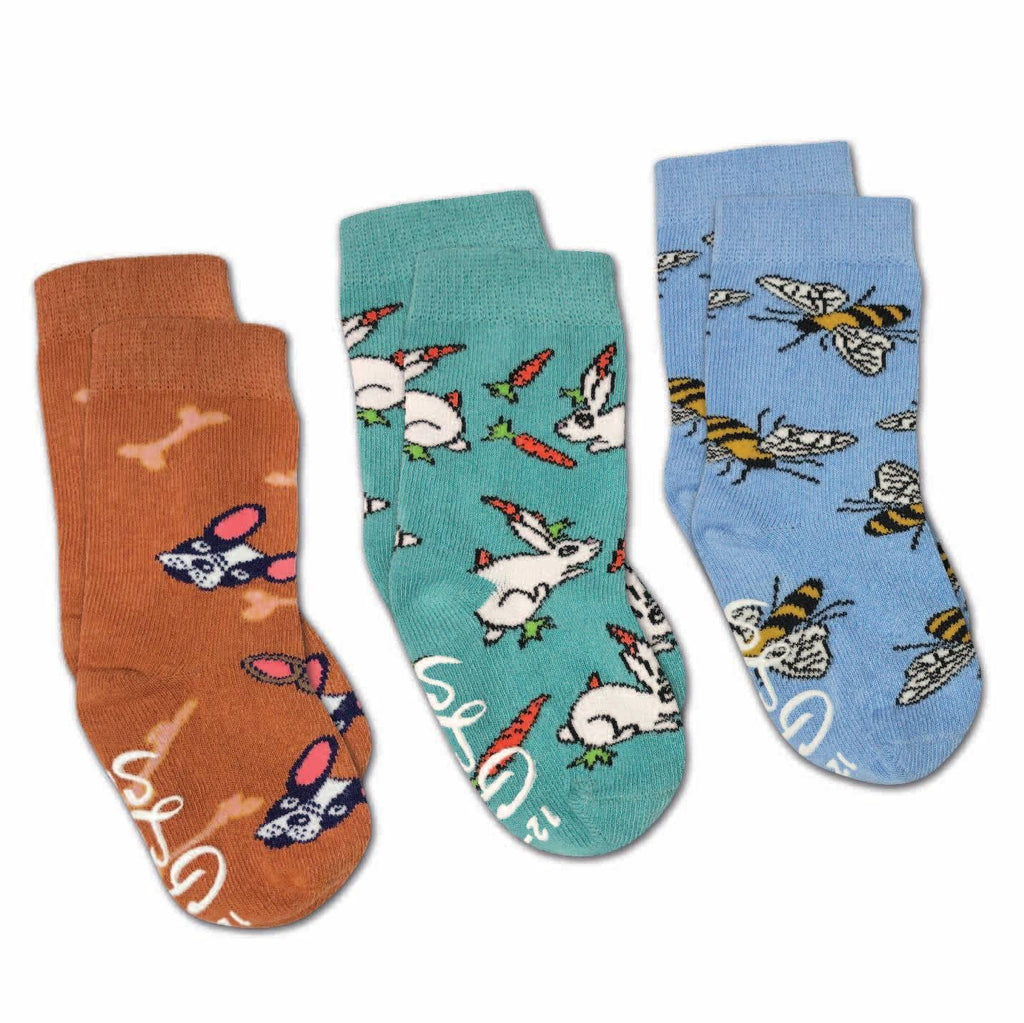 Bees, Bunnies And Dogs Kids Socks / 3-Pack