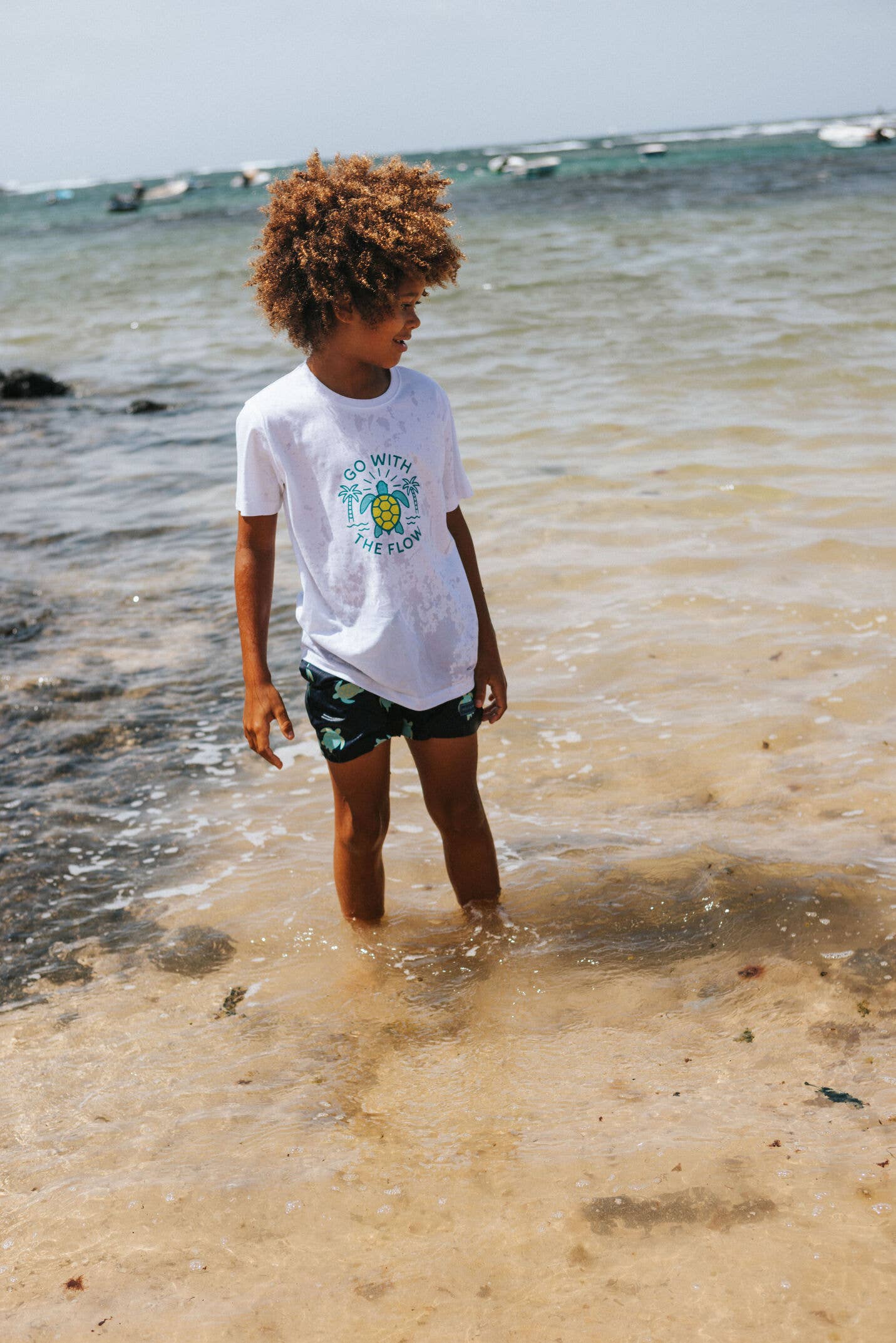 Organic Cotton White Turtle Kids T-shirt