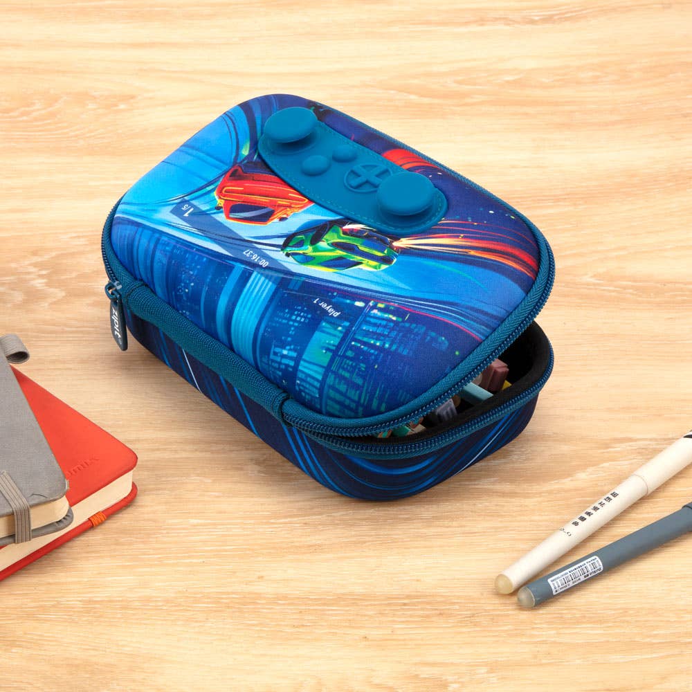 ZIPIT Gamer Pencil Case for Boys, Joystick Pencil Box: Car Race