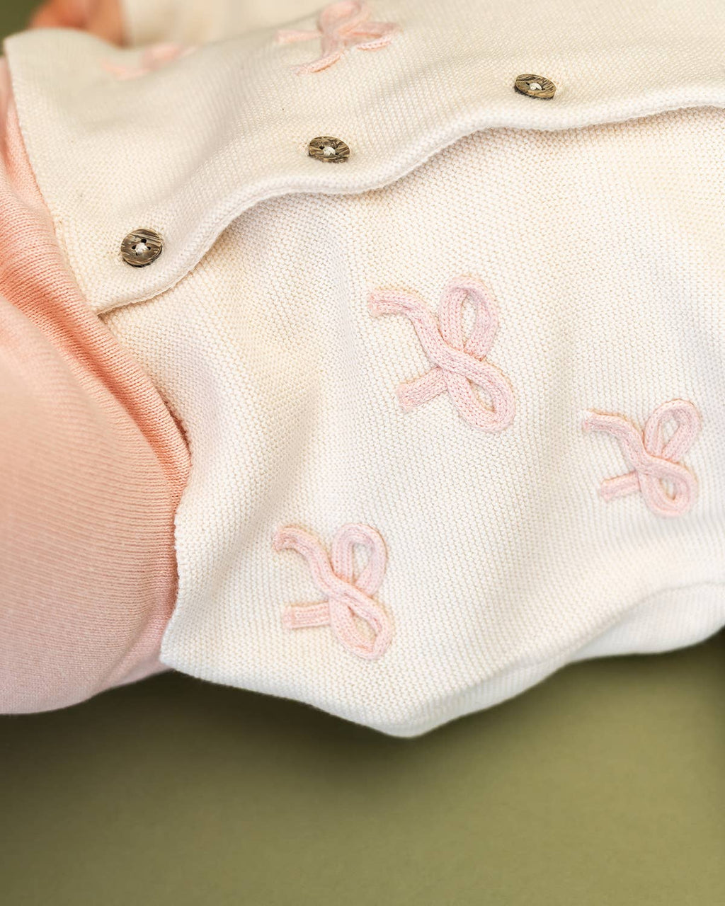 Zoe Bow Organic Sweater Knit Baby Button Cardigan