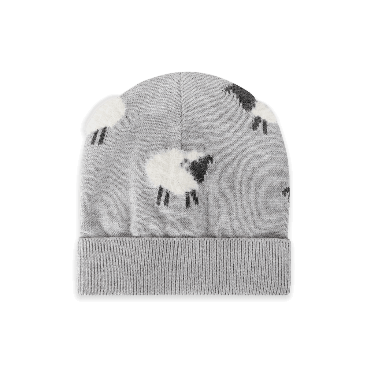 Furry Sheep Knit Round Baby Beanie (Organic Cotton): Pewter Grey Heather / One Size
