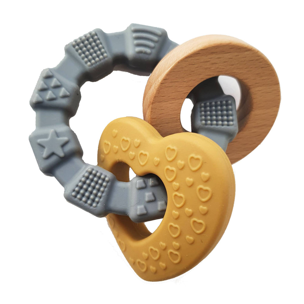 Baby Silicone Teether Toy Heart Ochre