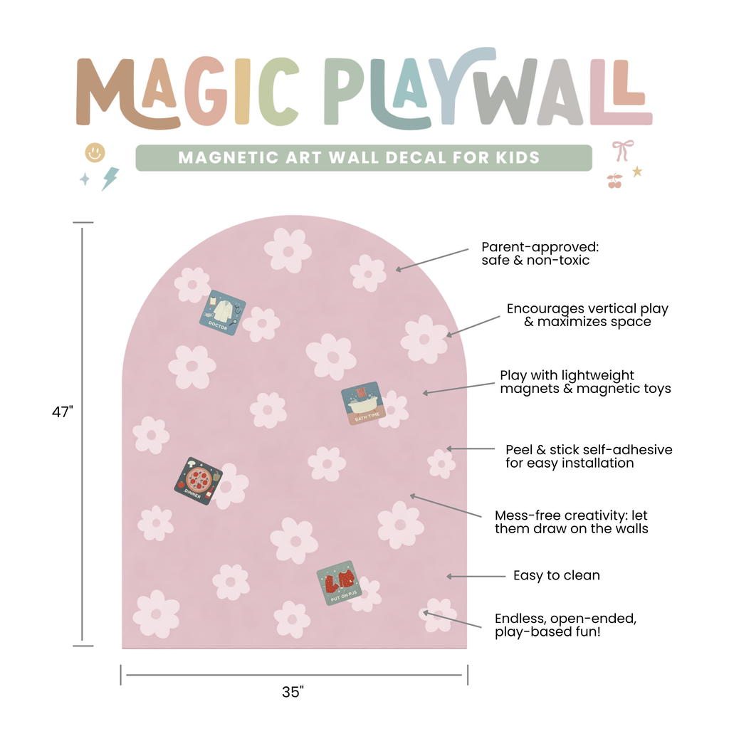 MEGA Magic Playwall - Arch Magnetic Wall Decal for Kids: Neutral Check