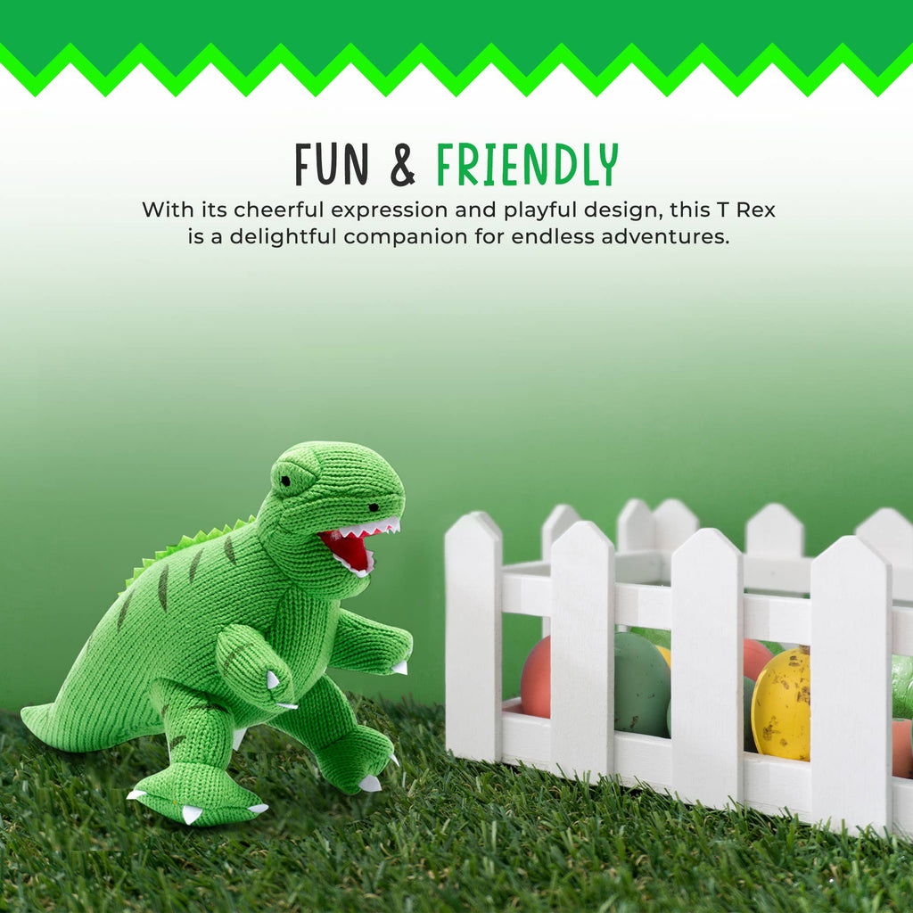 Knitted Green T Rex Dinosaur Soft Toy Teddy