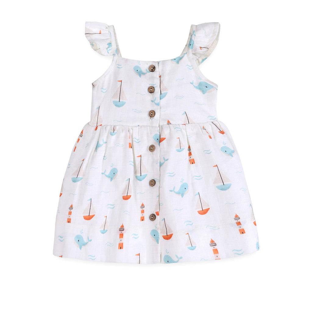 Sailboat Baby Dress + Bloomer Organic Muslin