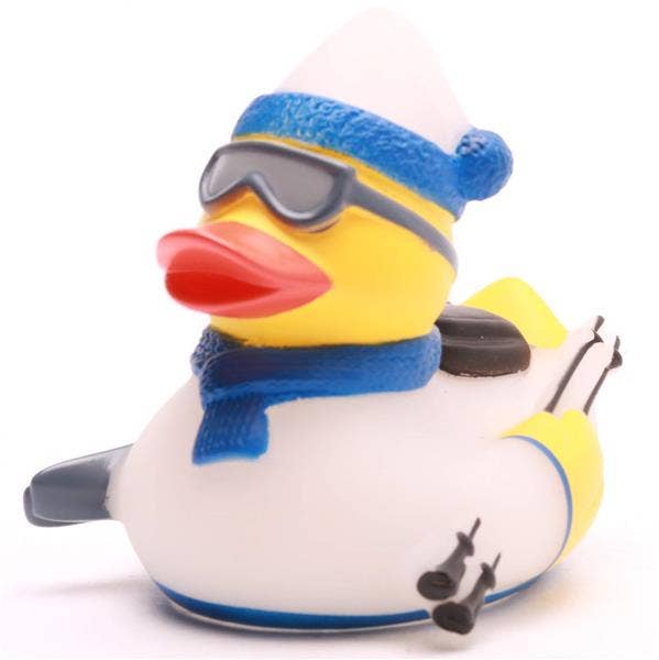 Bathing duck skier - blue - rubber duck