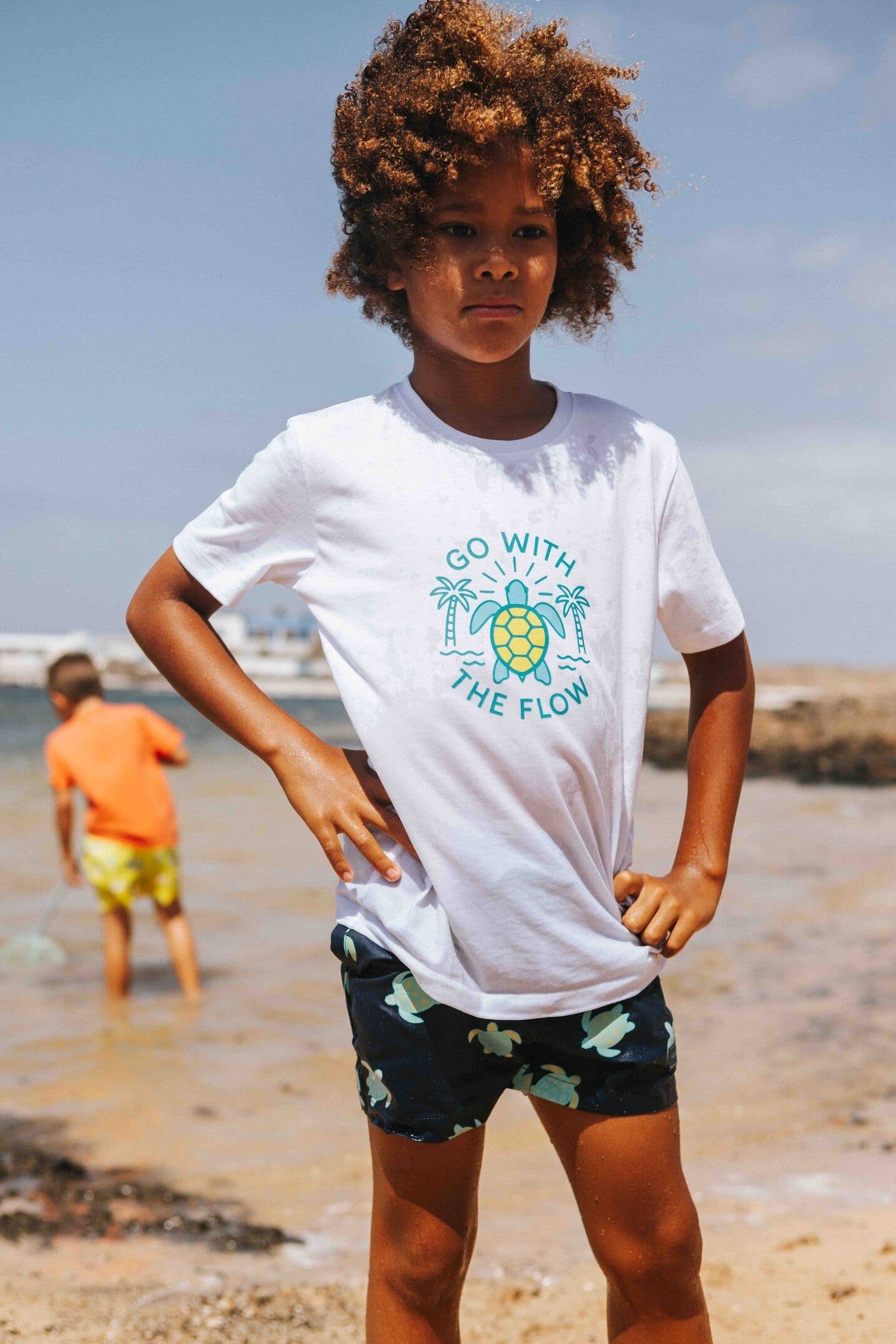Organic Cotton White Turtle Kids T-shirt