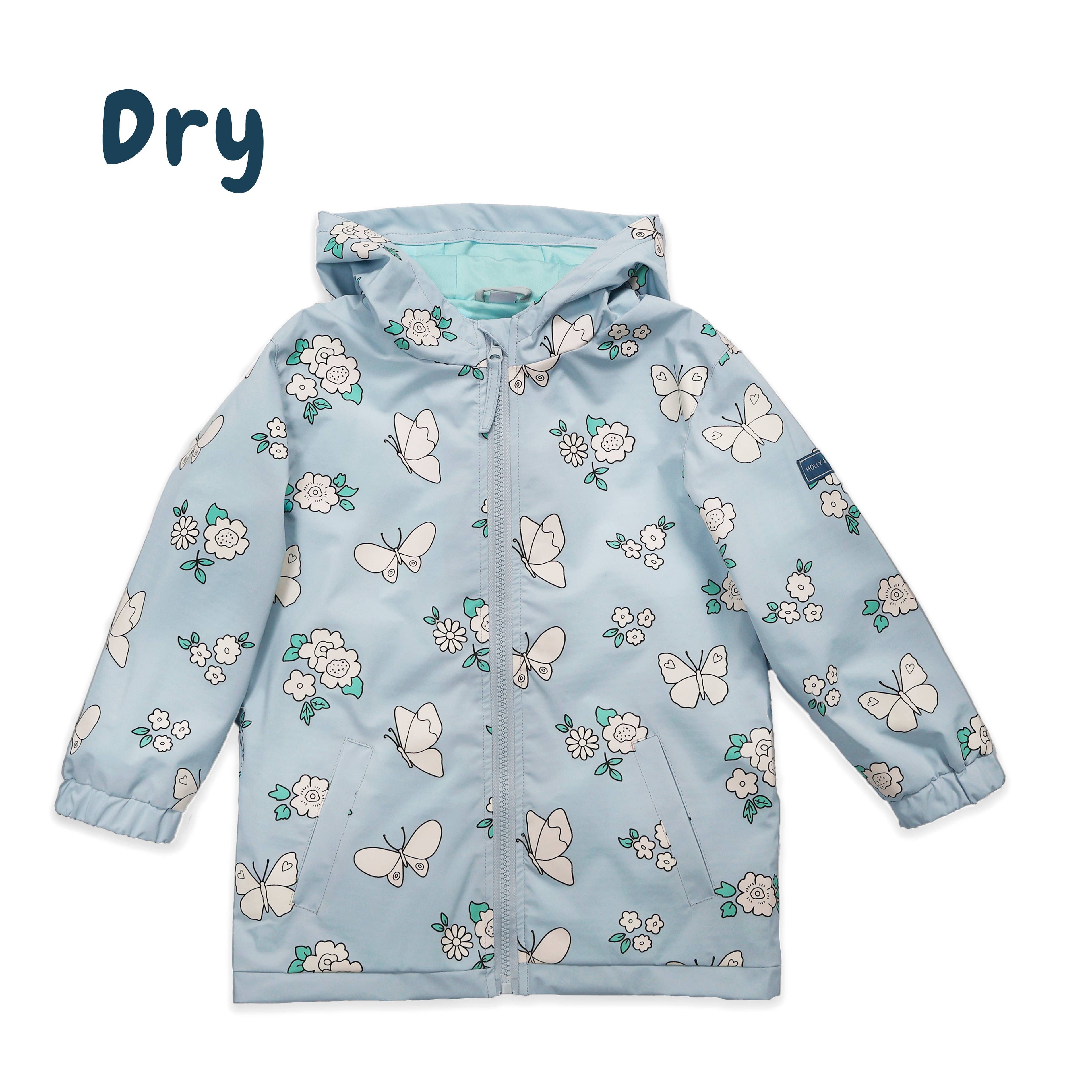 Flower and Butterfly Color Changing Kids Raincoat