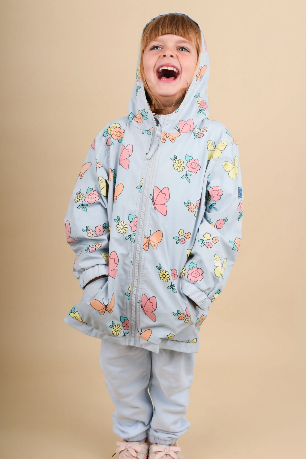 Flower and Butterfly Color Changing Kids Raincoat