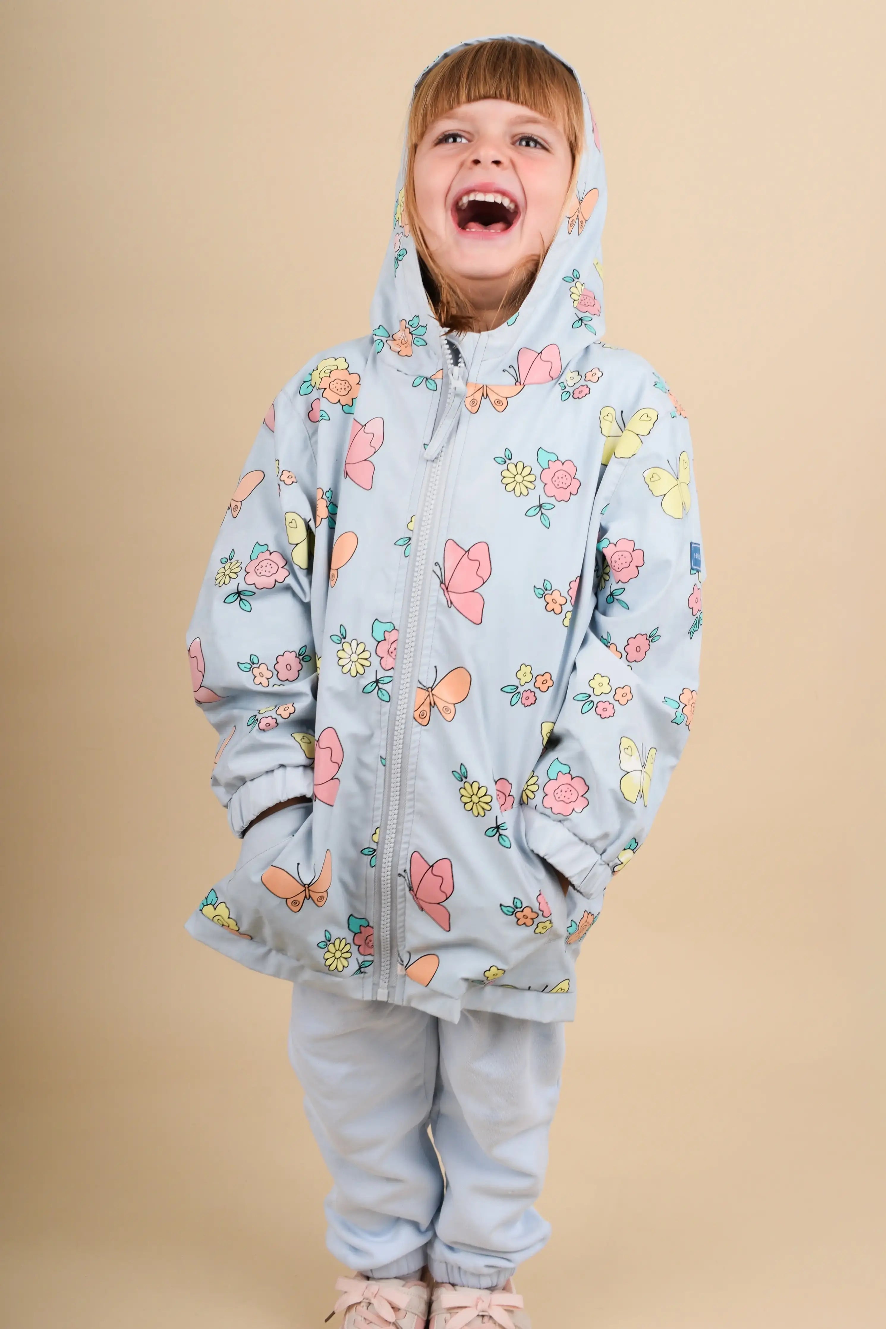 Flower and Butterfly Color Changing Kids Raincoat
