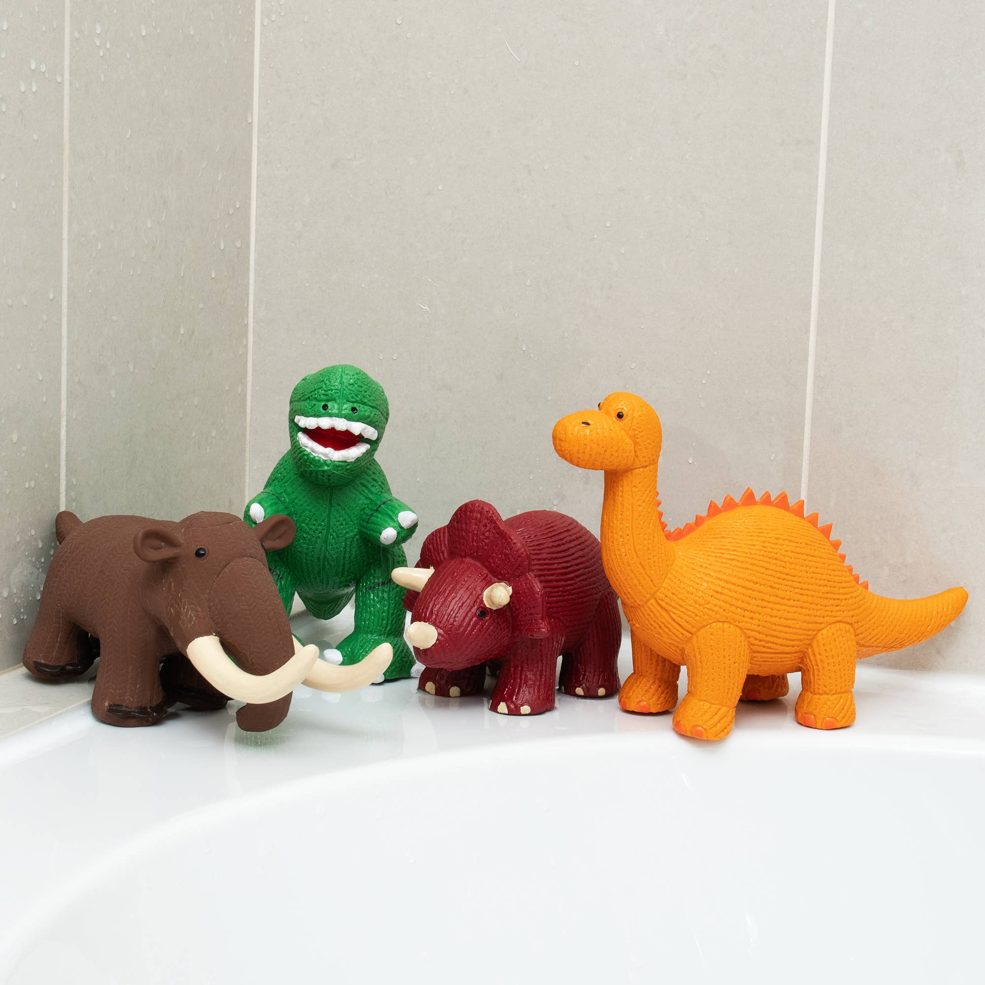 Rubber Orange Diplodocus Dinosaur Toy, Bath Toy and Teether