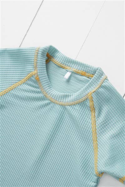 Pistachio Ribbed Kids Rash Guard