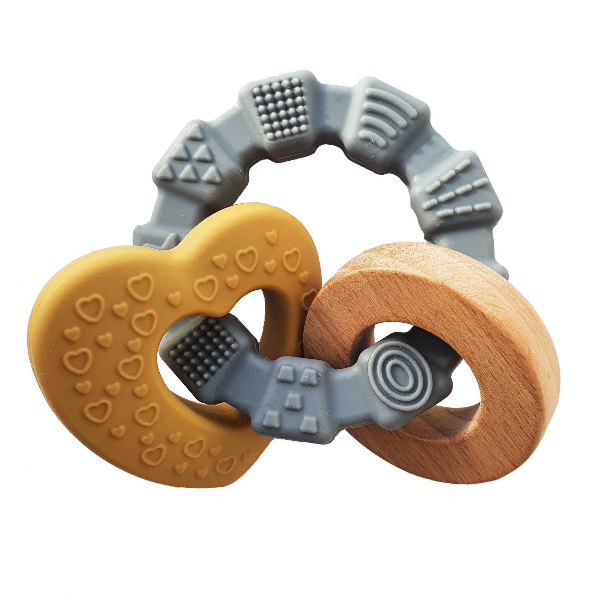 Baby Silicone Teether Toy Heart Ochre